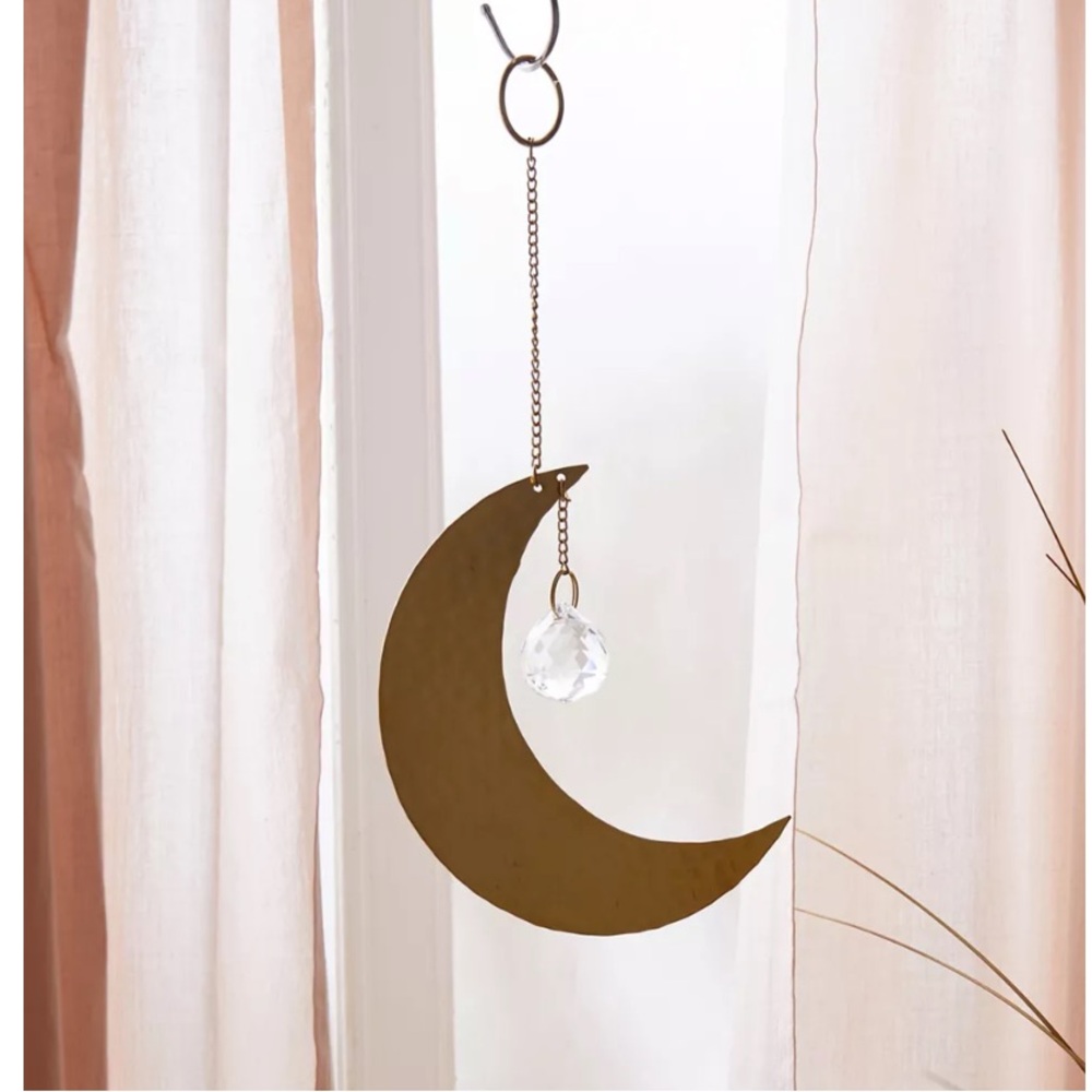 Hanging Gold Crescent Moon Ornament